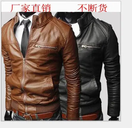 Men Slim Fit Leather Jacket