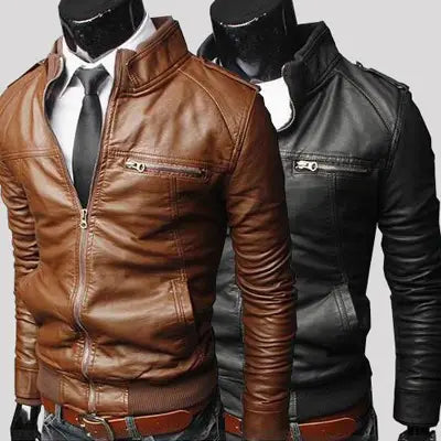 Men Slim Fit Leather Jacket