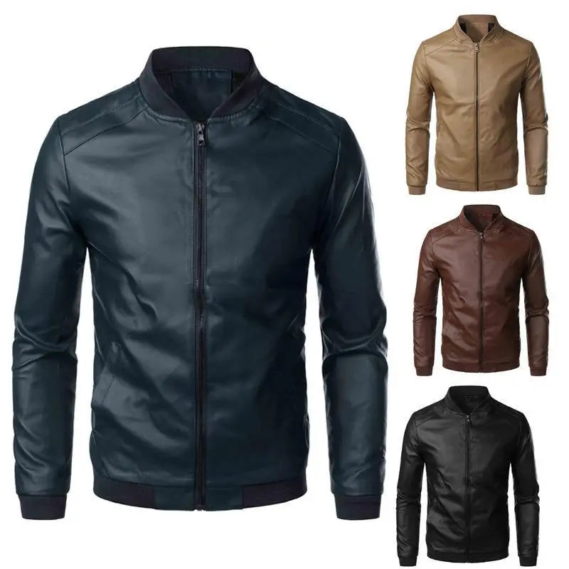 Men Slim Fit Korean Leather Jacket