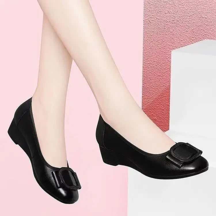 Wedge Imported Leather Shoes Women