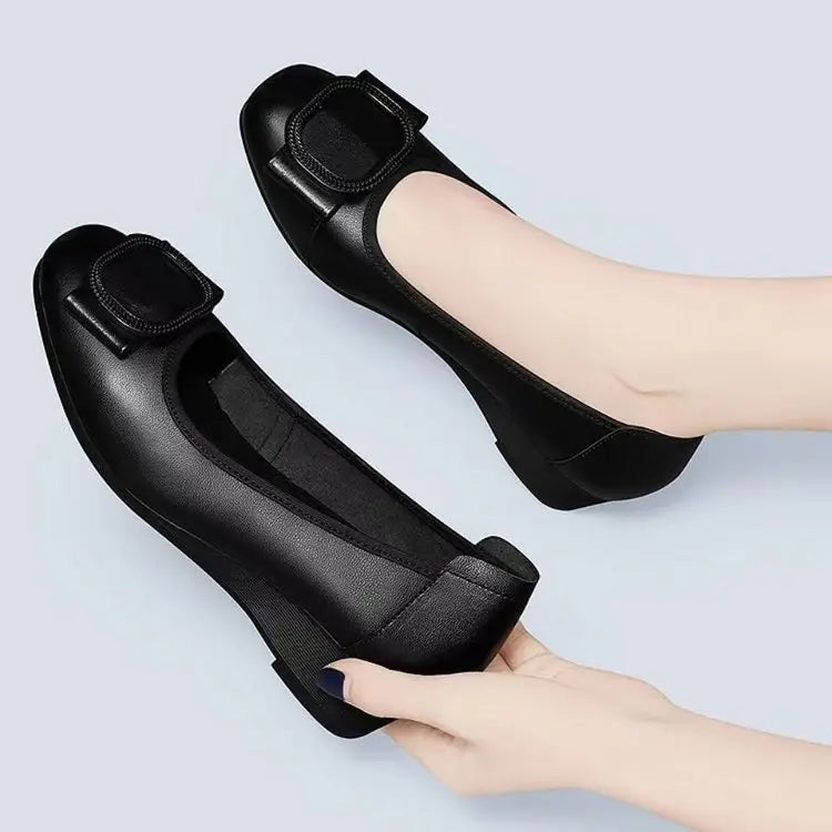 Wedge Imported Leather Shoes Women