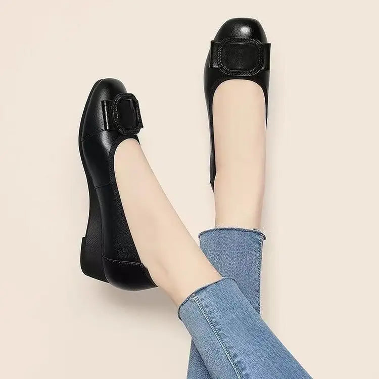 Wedge Imported Leather Shoes Women