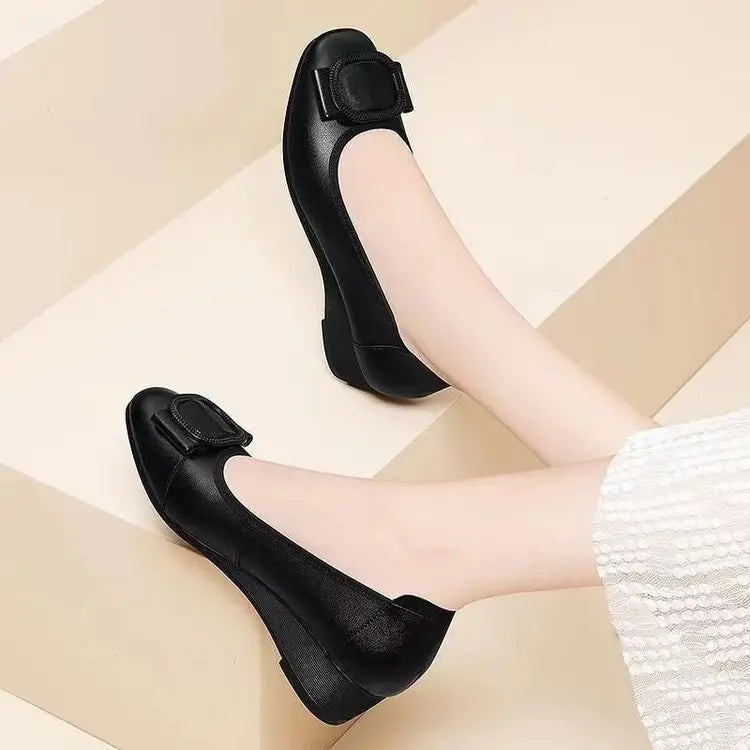 Wedge Imported Leather Shoes Women