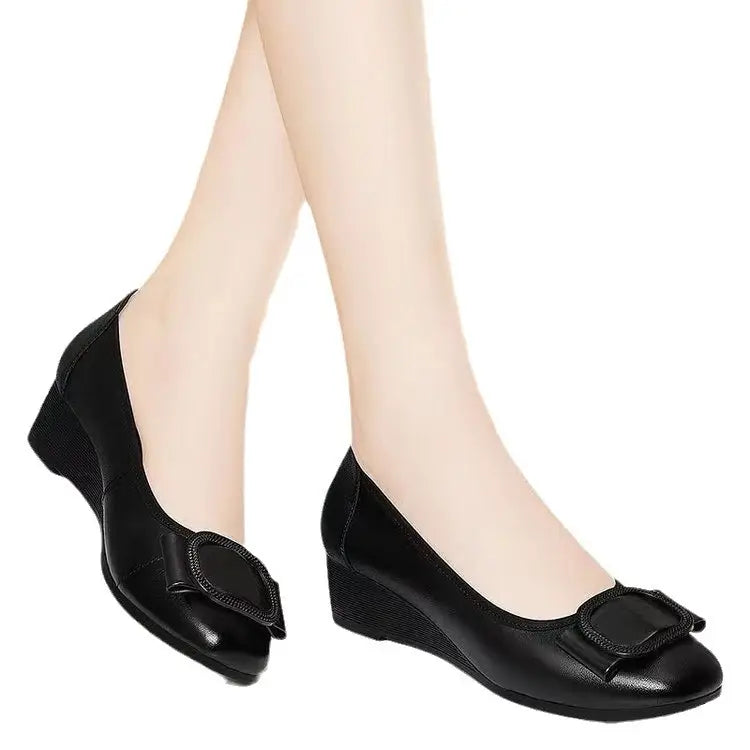 Wedge Imported Leather Shoes Women