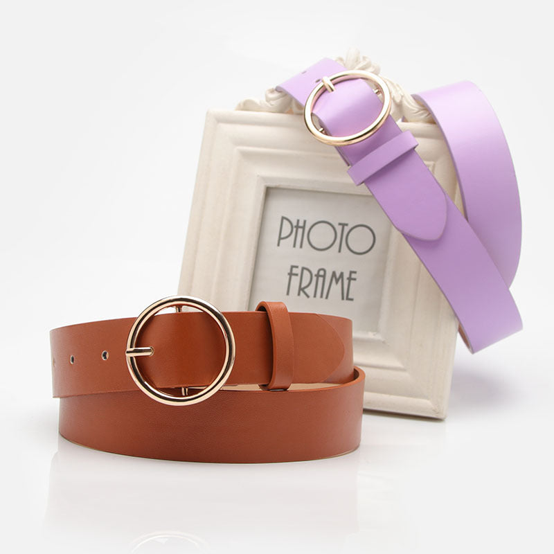 Women Round Buckle Casual Belt