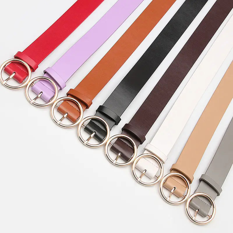 Women Round Buckle Casual Belt