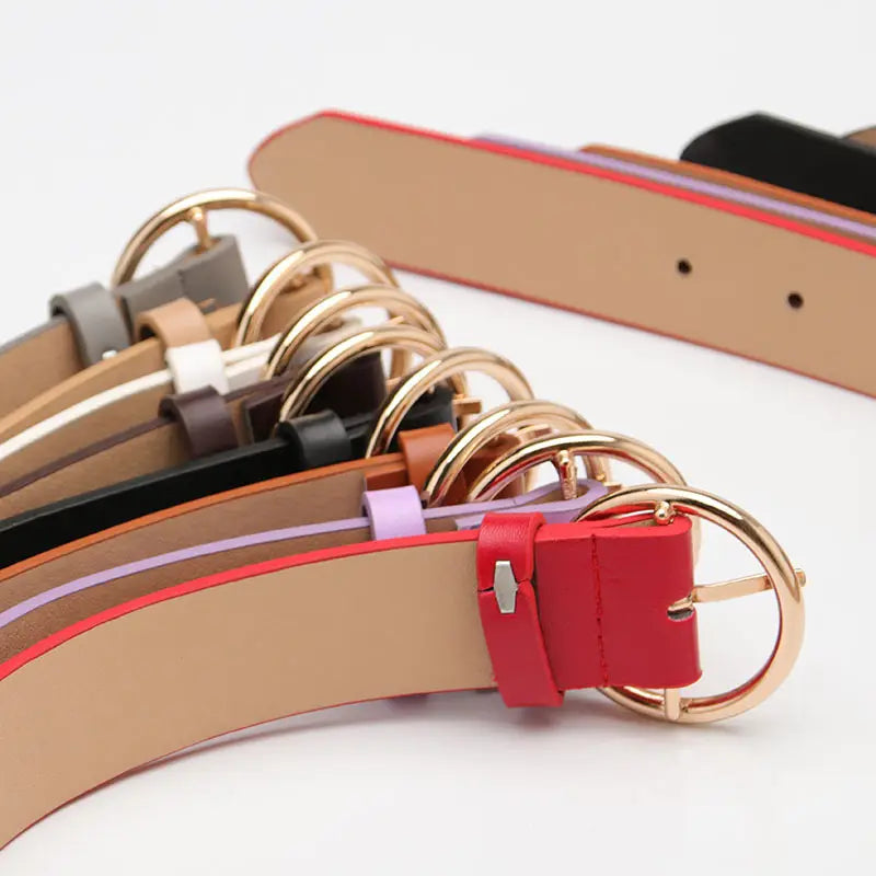 Women Round Buckle Casual Belt