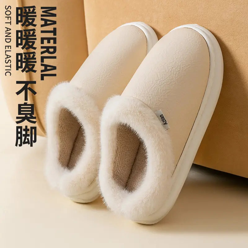 Premium Leather Cotton Slippers