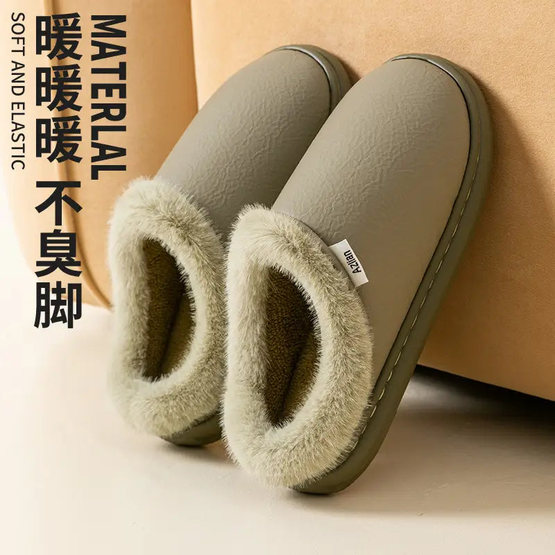 Premium Leather Cotton Slippers