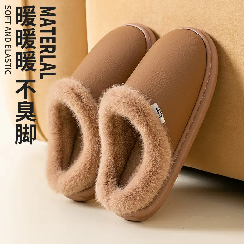 Premium Leather Cotton Slippers