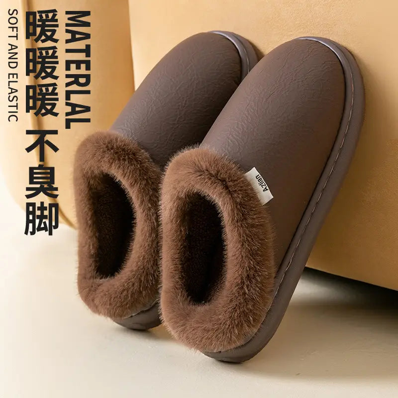 Premium Leather Cotton Slippers