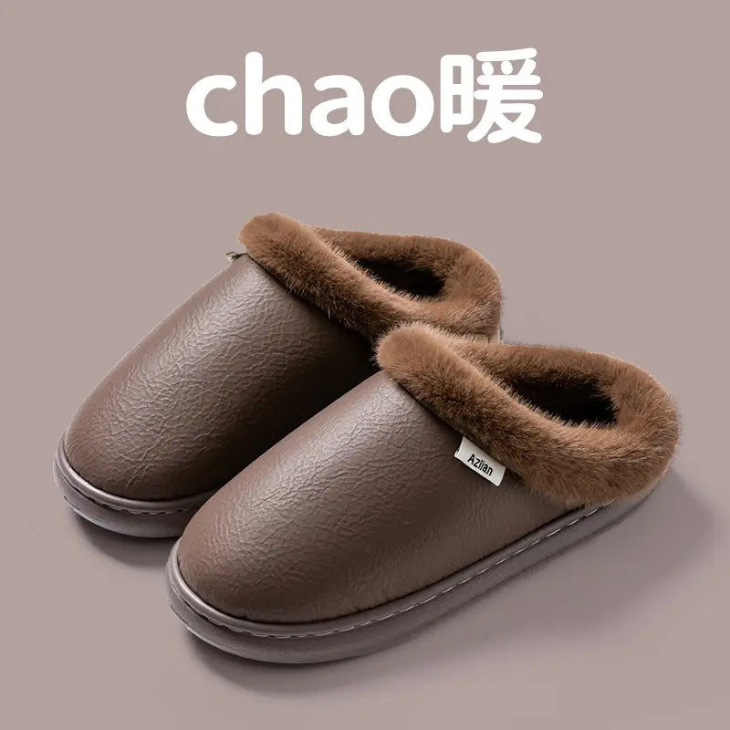 Premium Leather Cotton Slippers