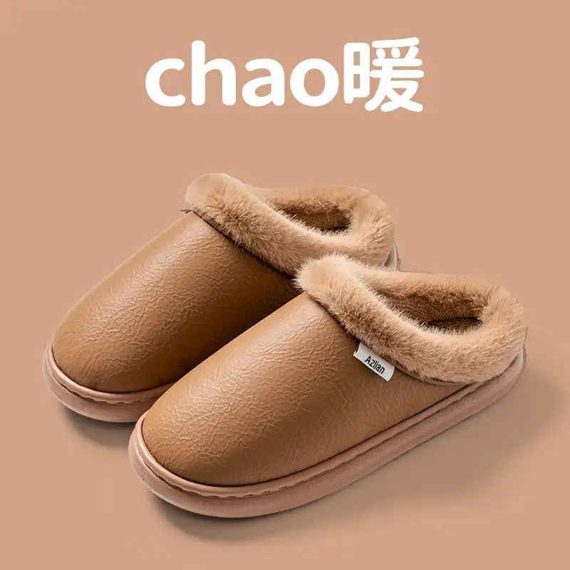 Premium Leather Cotton Slippers
