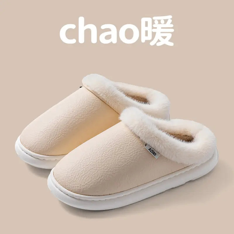 Premium Leather Cotton Slippers