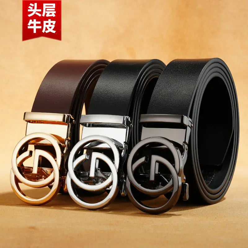 Mens Cowhide Leather Belt G Buckle