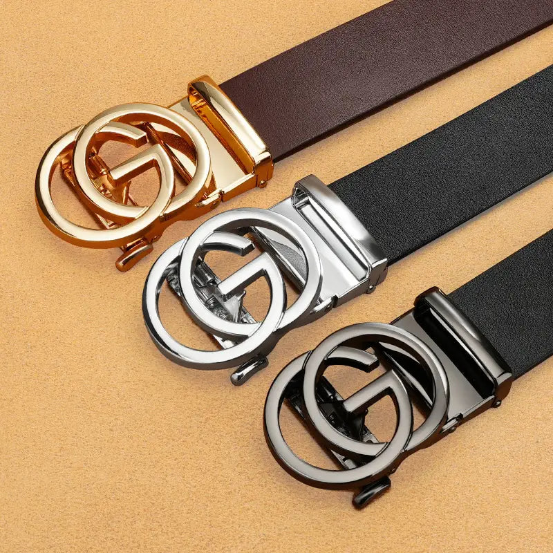 Mens Cowhide Leather Belt G Buckle
