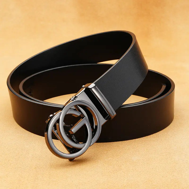 Mens Cowhide Leather Belt G Buckle