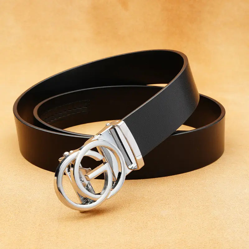 Mens Cowhide Leather Belt G Buckle