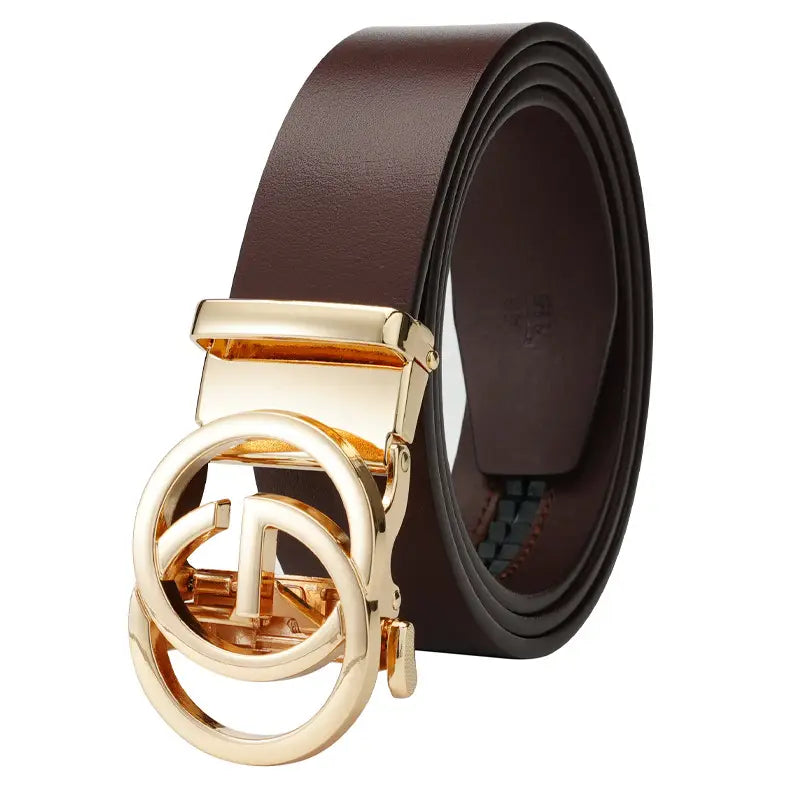 Mens Cowhide Leather Belt G Buckle