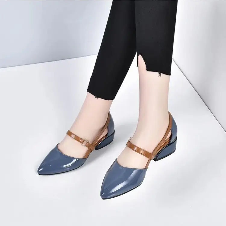 Women's Mid Heal Leather Slip-on