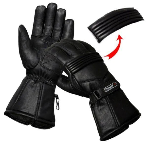 Black Leather Winter Gloves