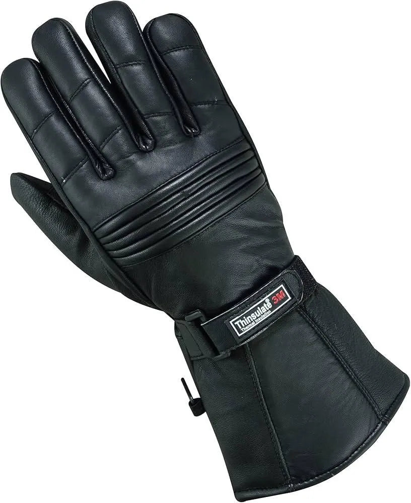 Black Leather Winter Gloves