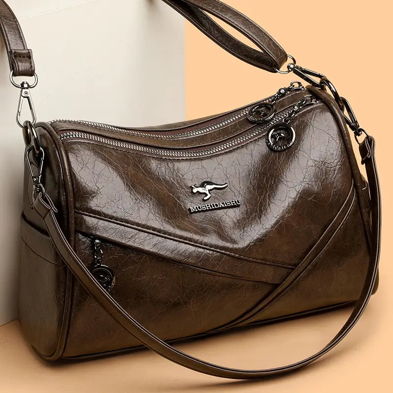 Oily Leather Cross Body Bag