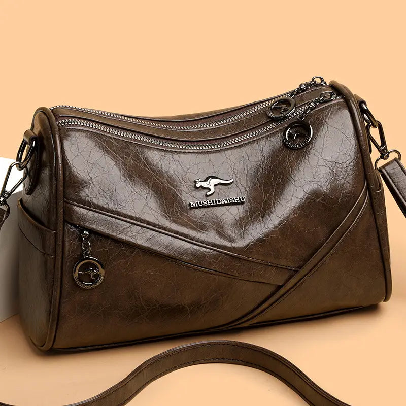 Oily Leather Cross Body Bag