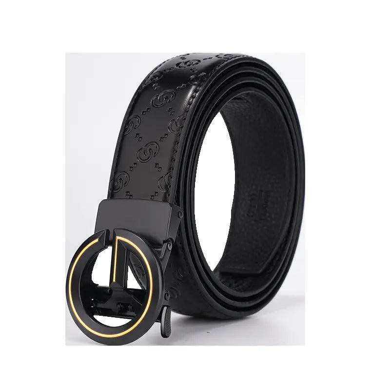 Men's Leather Belt with Guitar Logo