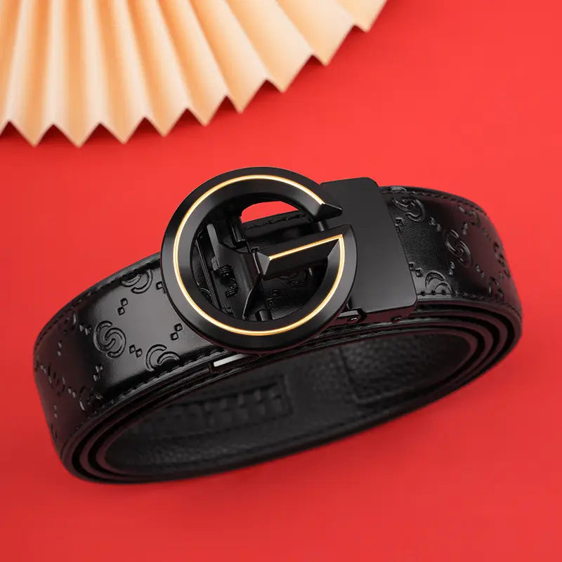 Men's Leather Belt with Guitar Logo