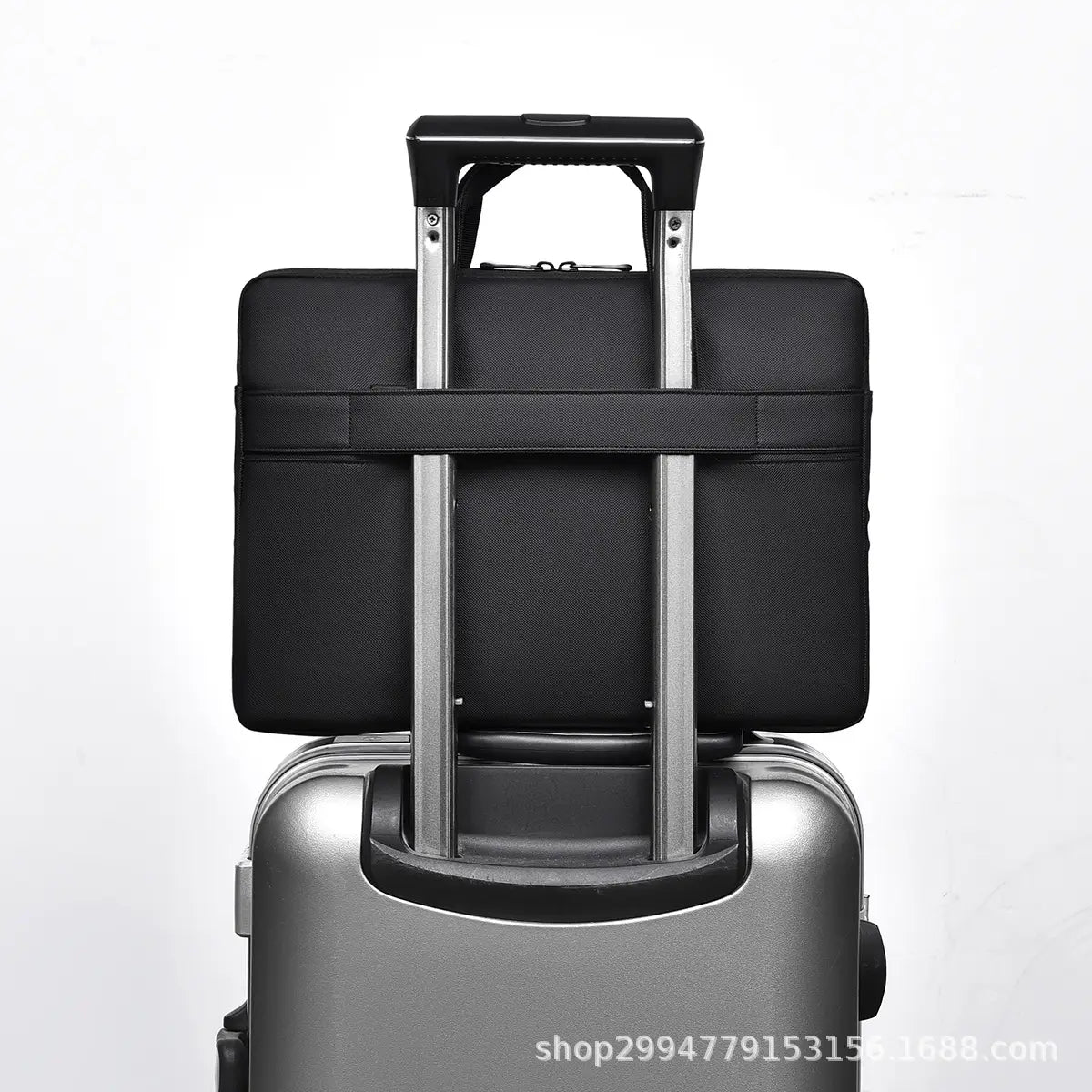 Men's Gray Leather Laptop Bag