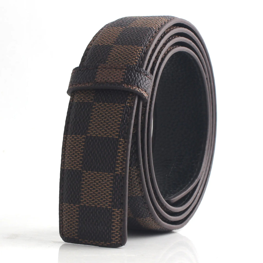 Square Plaid Leather Belt