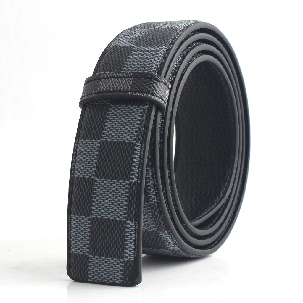 Square Plaid Leather Belt