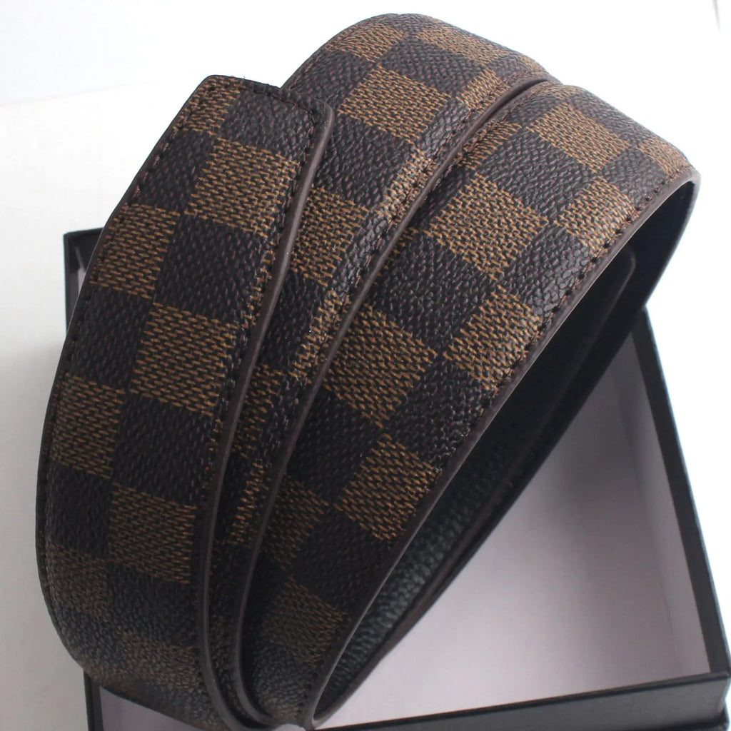 Square Plaid Leather Belt