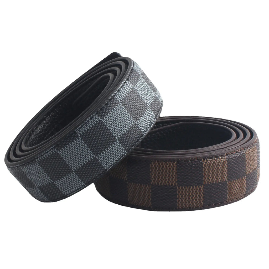 Square Plaid Leather Belt