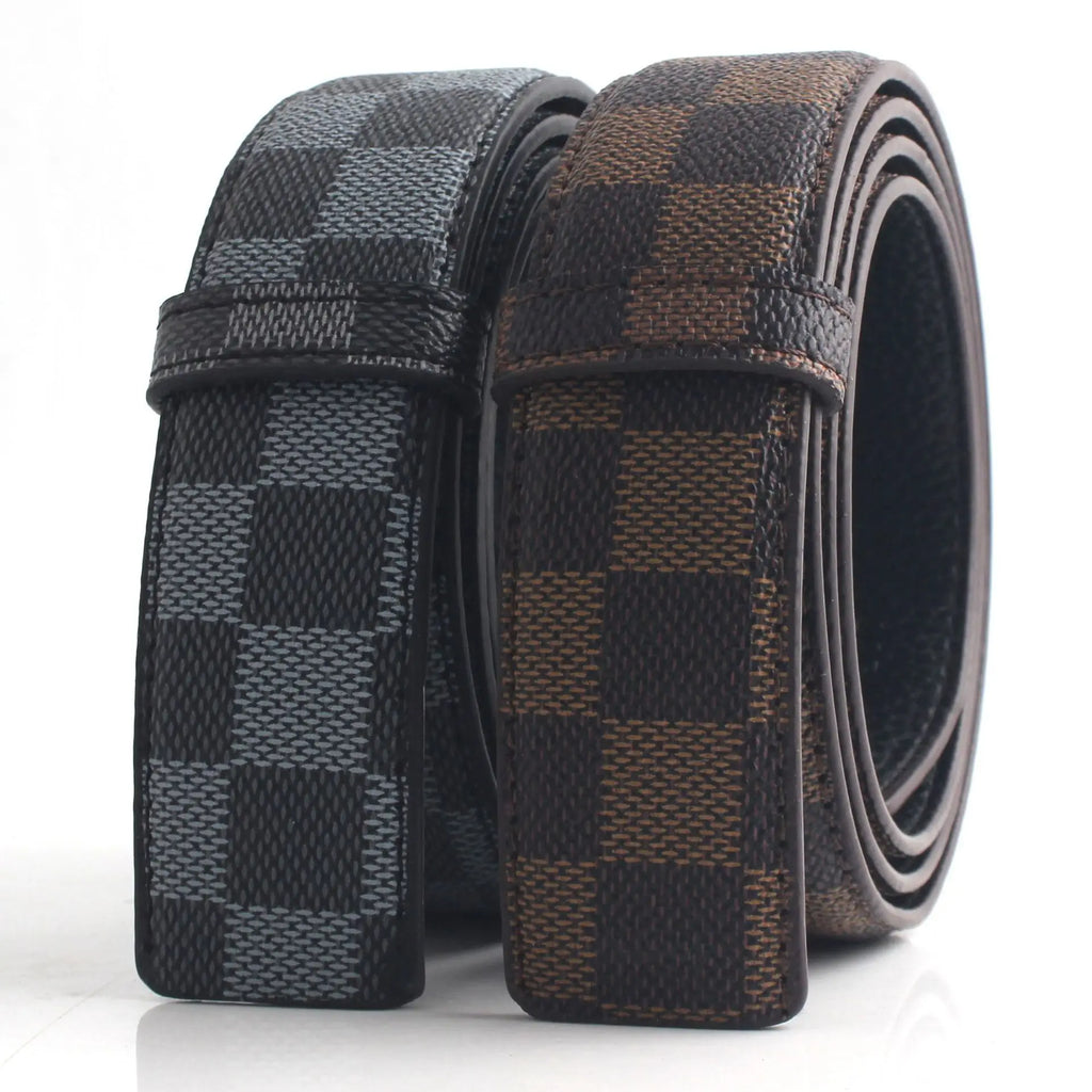 Square Plaid Leather Belt