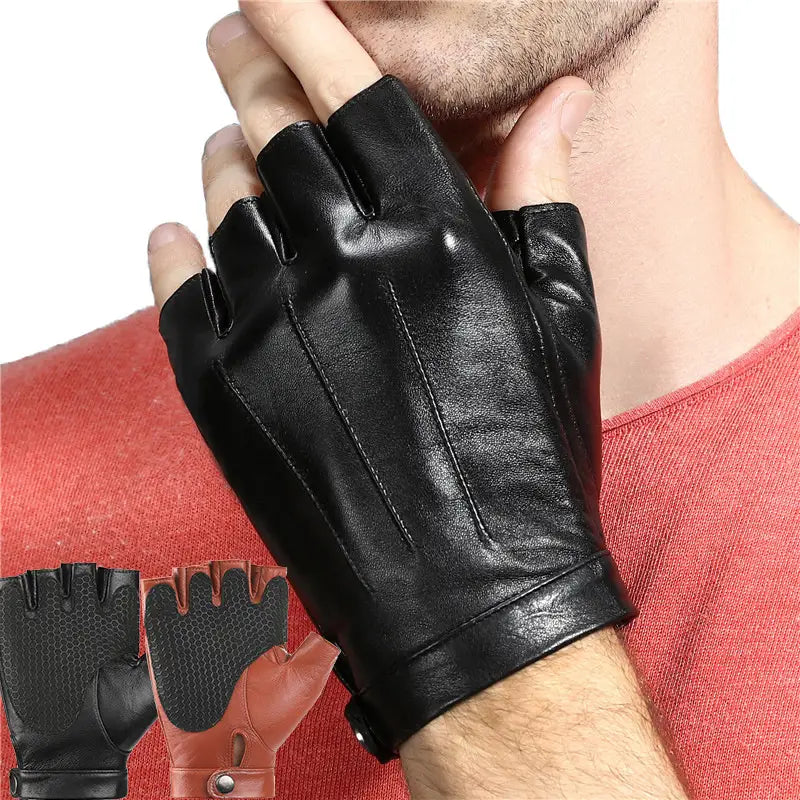 Half Finger Leather Gloves