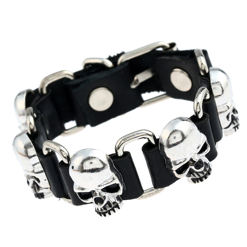Leather Skull Bracelet for men