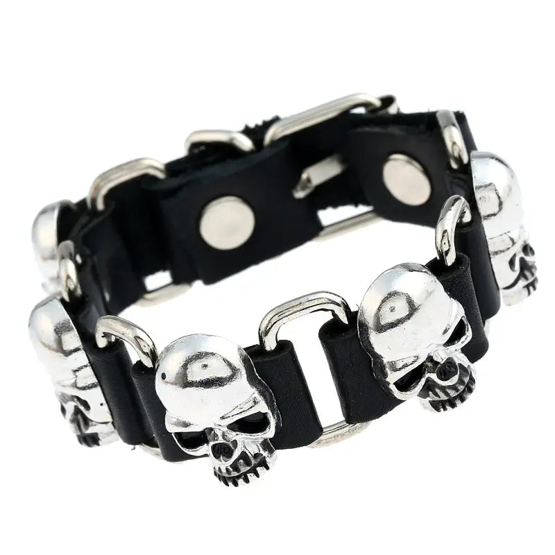 Leather Skull Bracelet for men