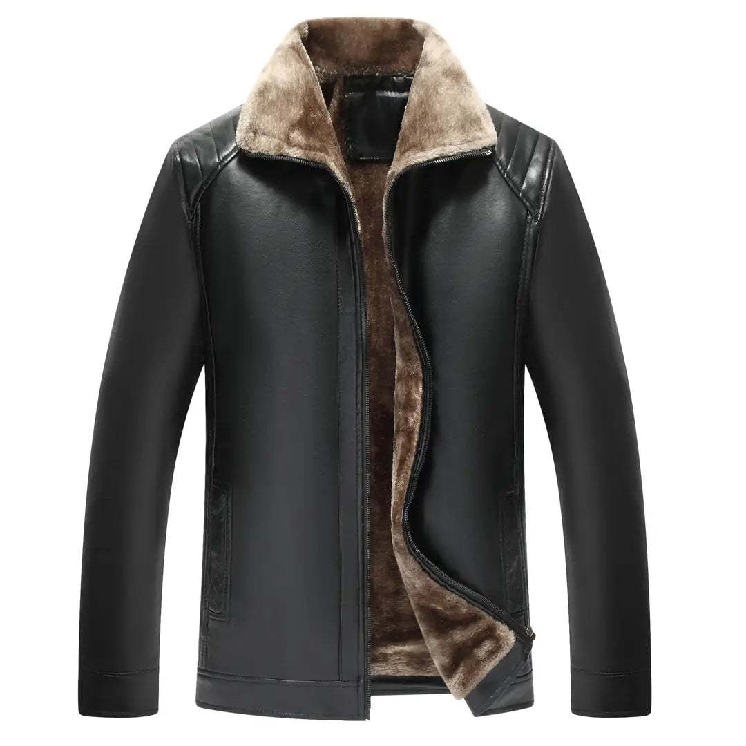 Men Leather Jacket with Fur