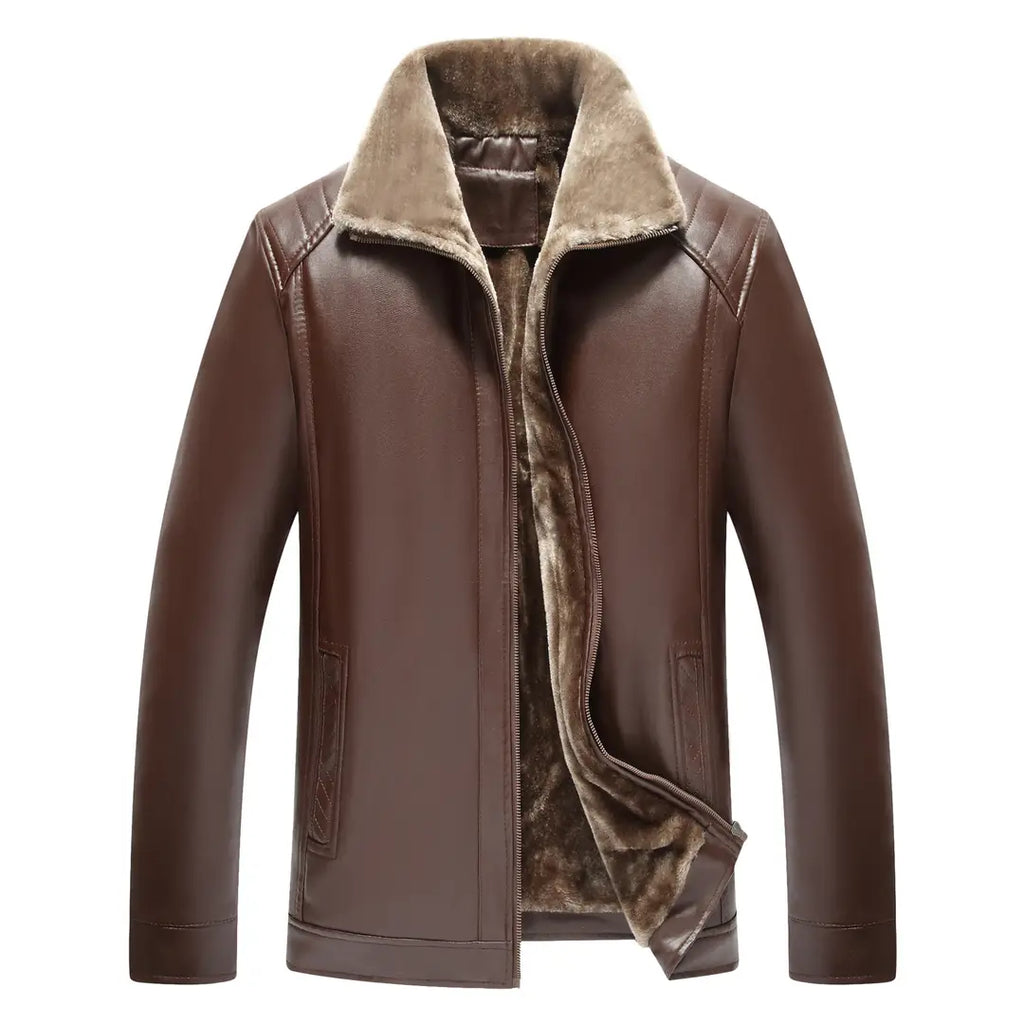 Men Leather Jacket with Fur