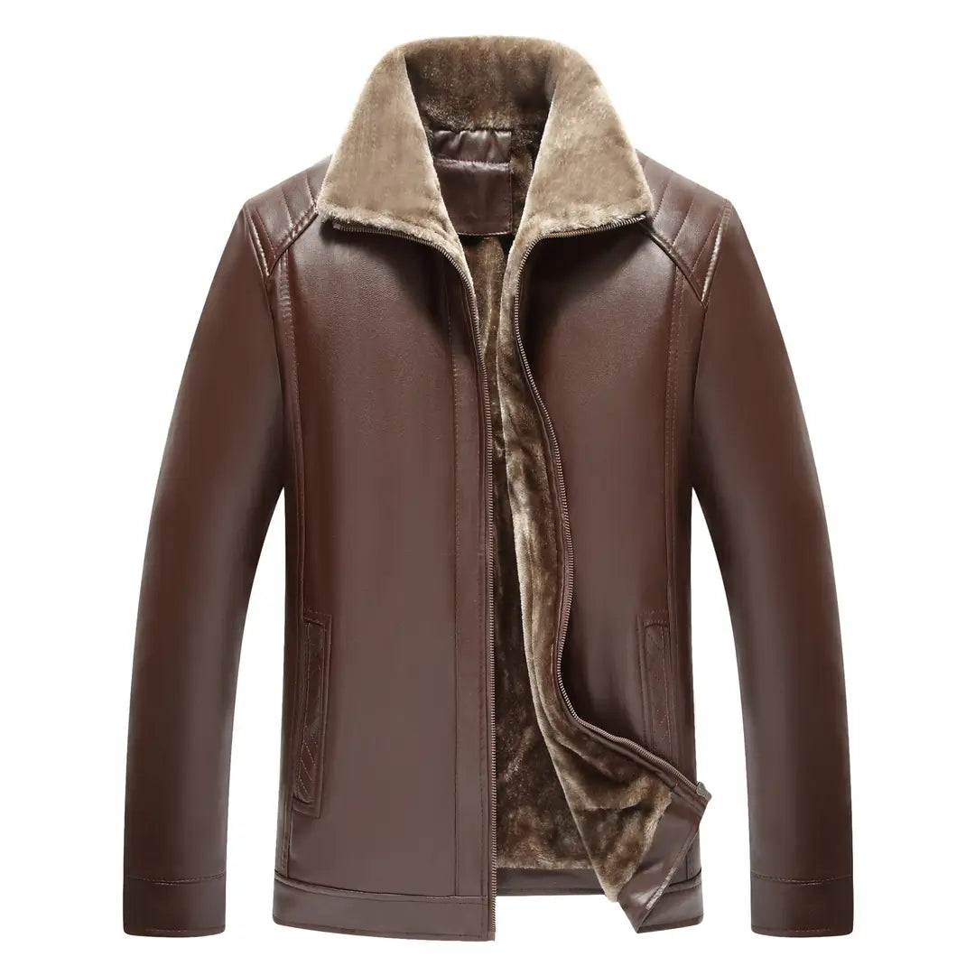 Men Leather Jacket with Fur