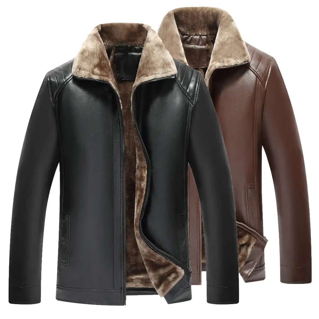Men Leather Jacket with Fur