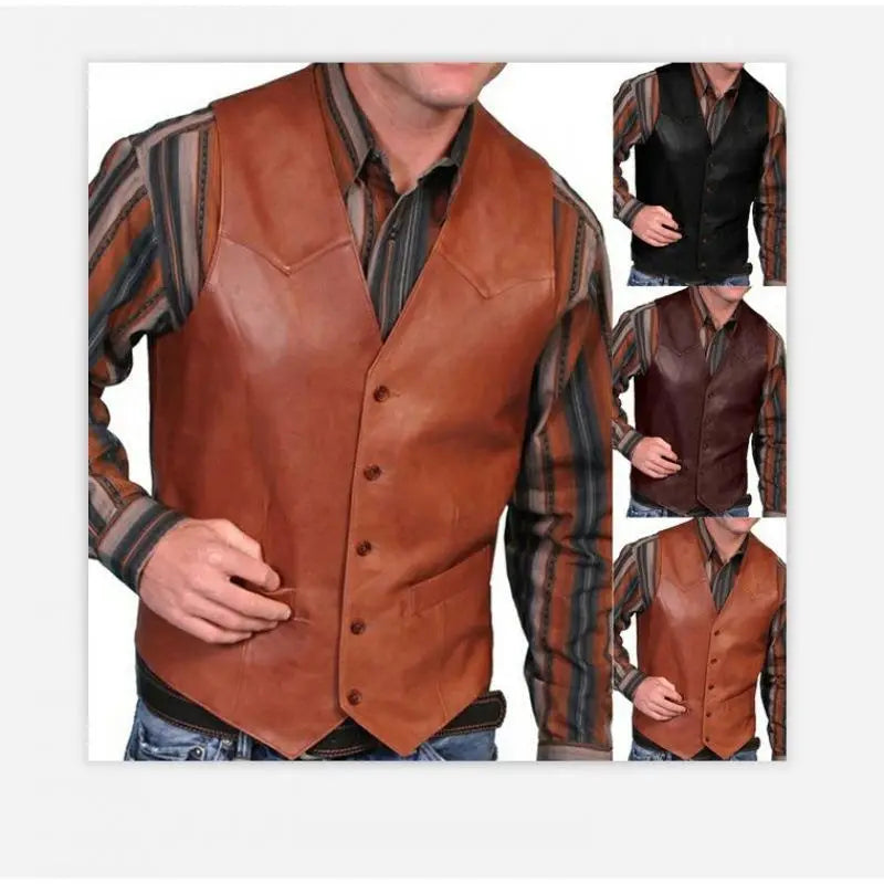 Men's Leather Vest Jacket