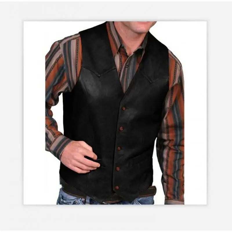 Men's Leather Vest Jacket