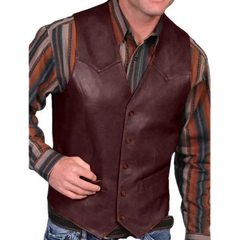 Men's Leather Vest Jacket