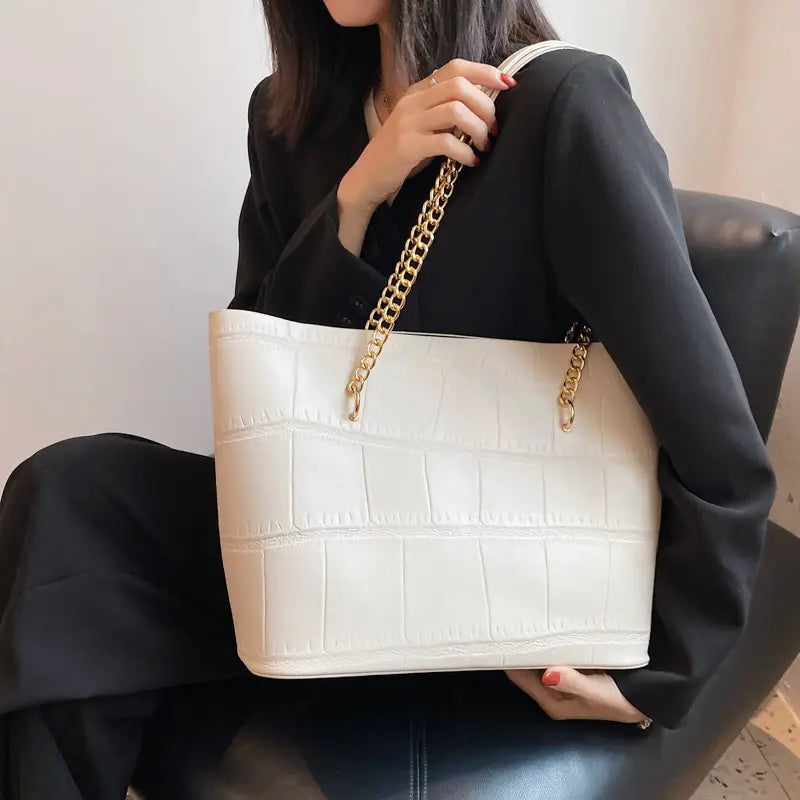 Croc textured PU tote bag