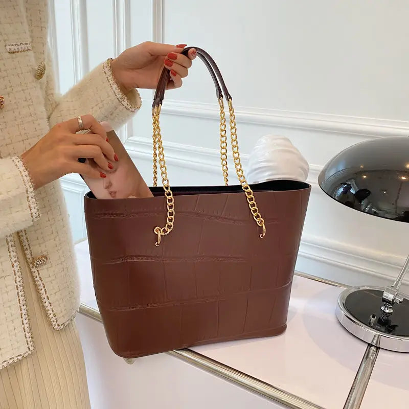 Croc textured PU tote bag