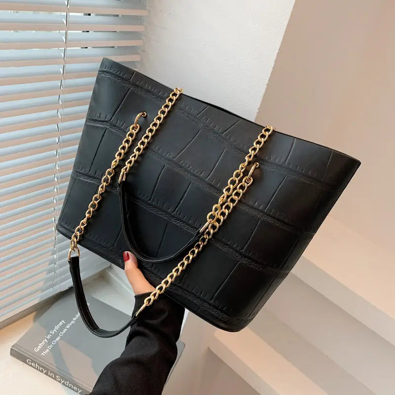 Croc textured PU tote bag