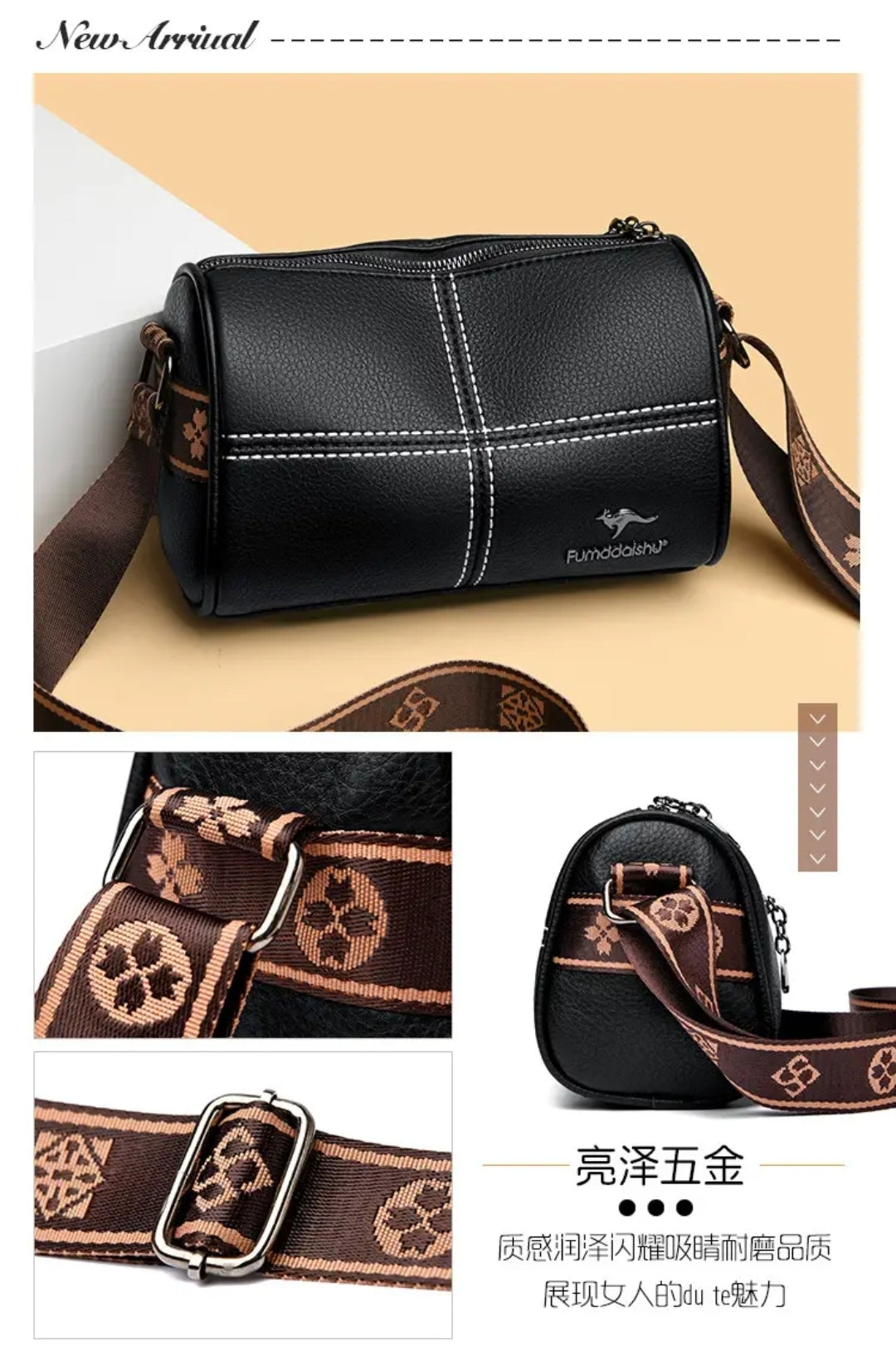 Leather Stiched Cross Body Bag